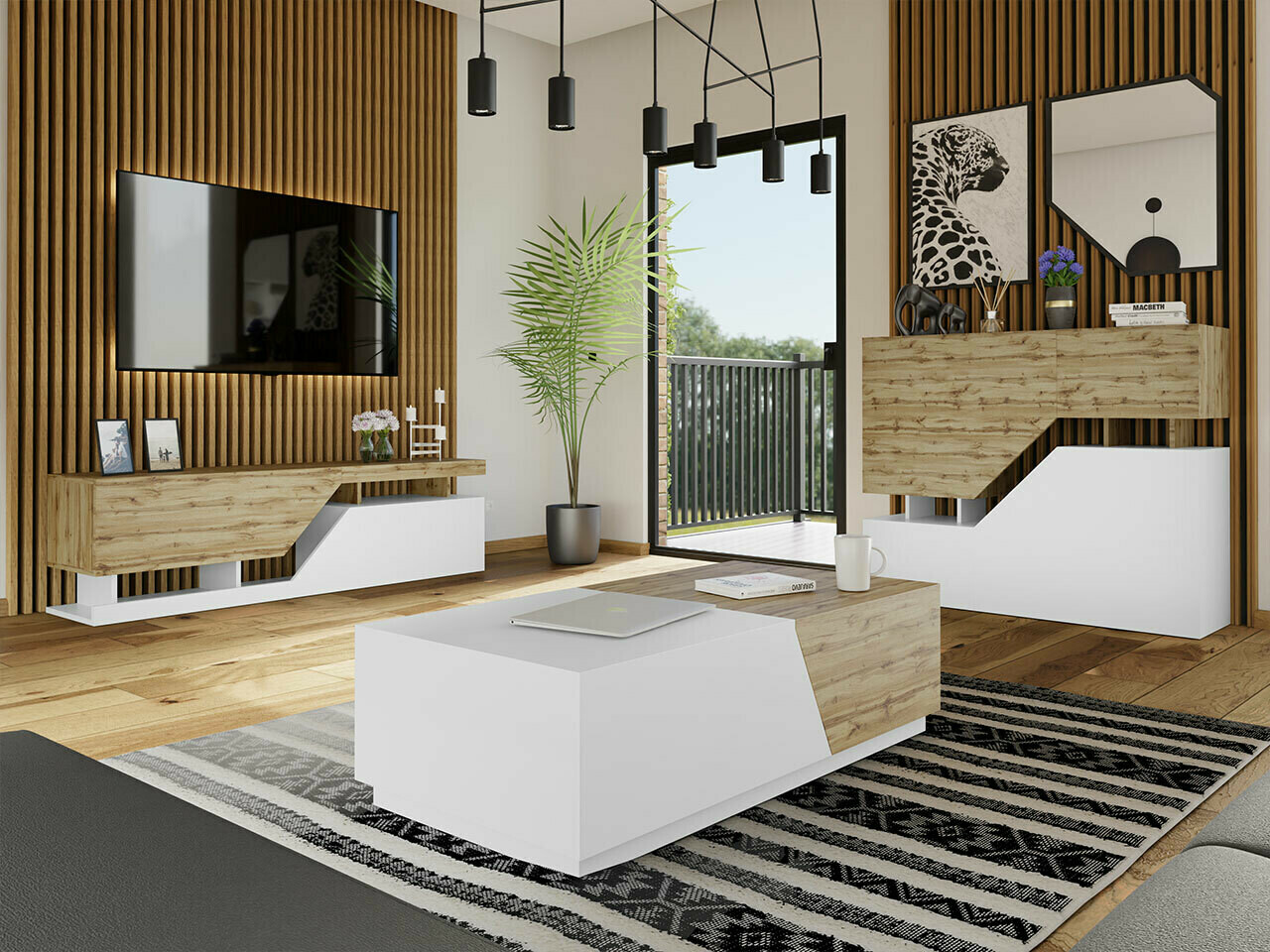 Набор для гостиной Comfivo Daldune 103 (Дуб вотан + Белый)