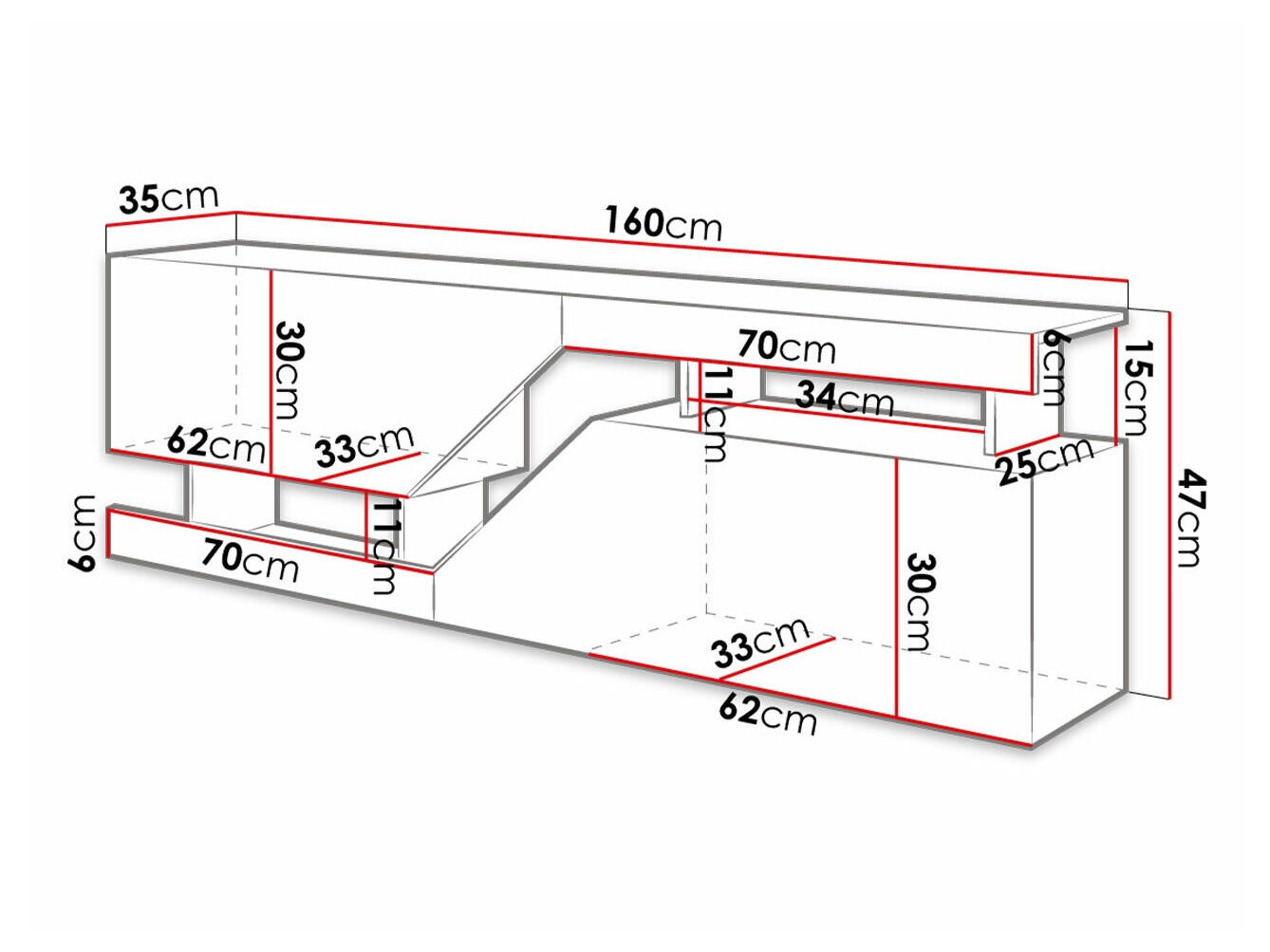 TV galds Comfivo Daldune 100 (Antracīts + Votan ozols)