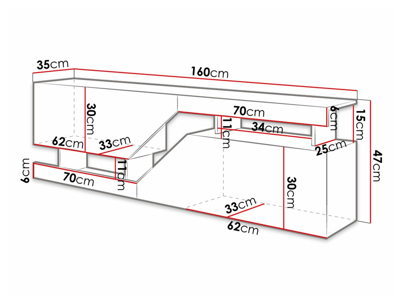 TV galds Comfivo Daldune (Balts + Votan ozols)