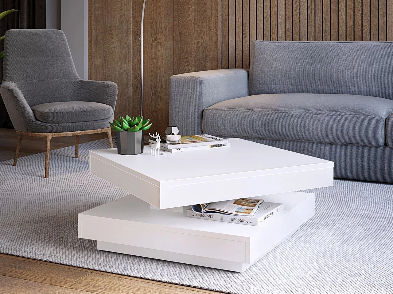 Žurnālu galdiņš transformeris Comfivo 385 (Balts)