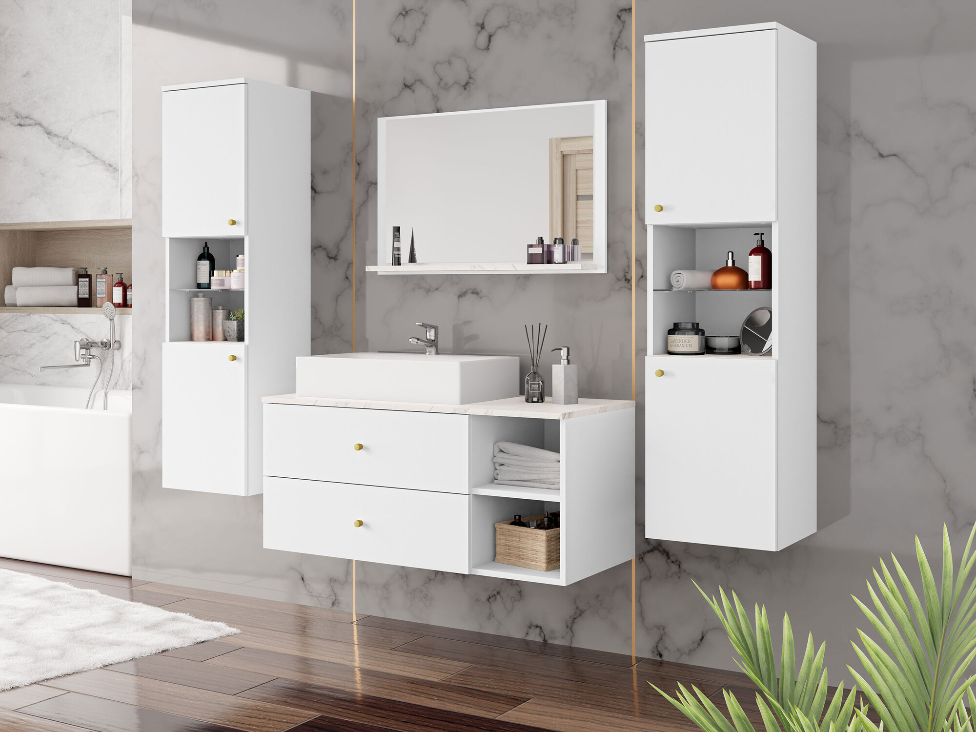 Набор для ванной комнаты Ophruvi 102 (Белый)