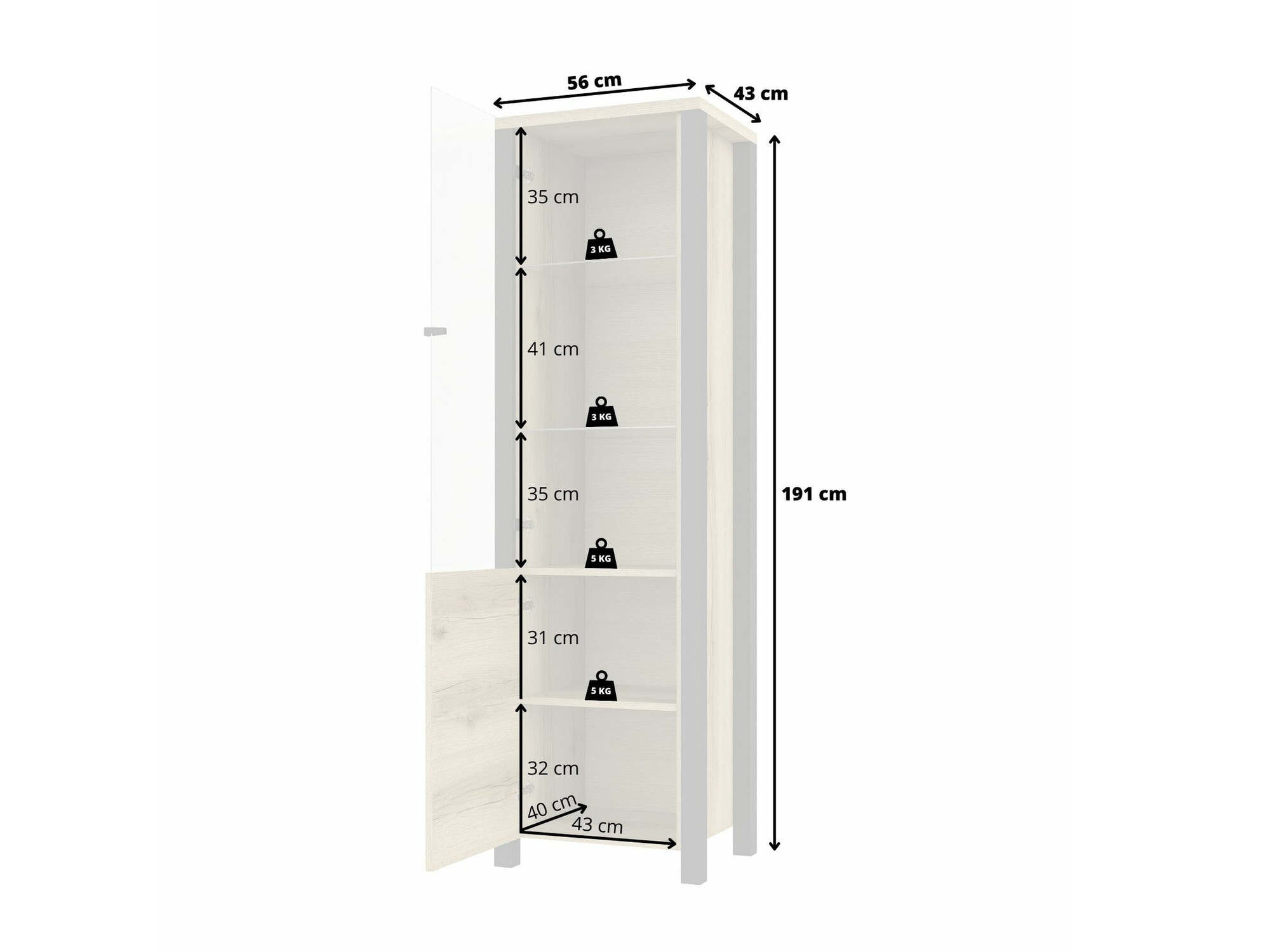 Plaukts Tornua 101 (Tumšā egle + Matēts melns)