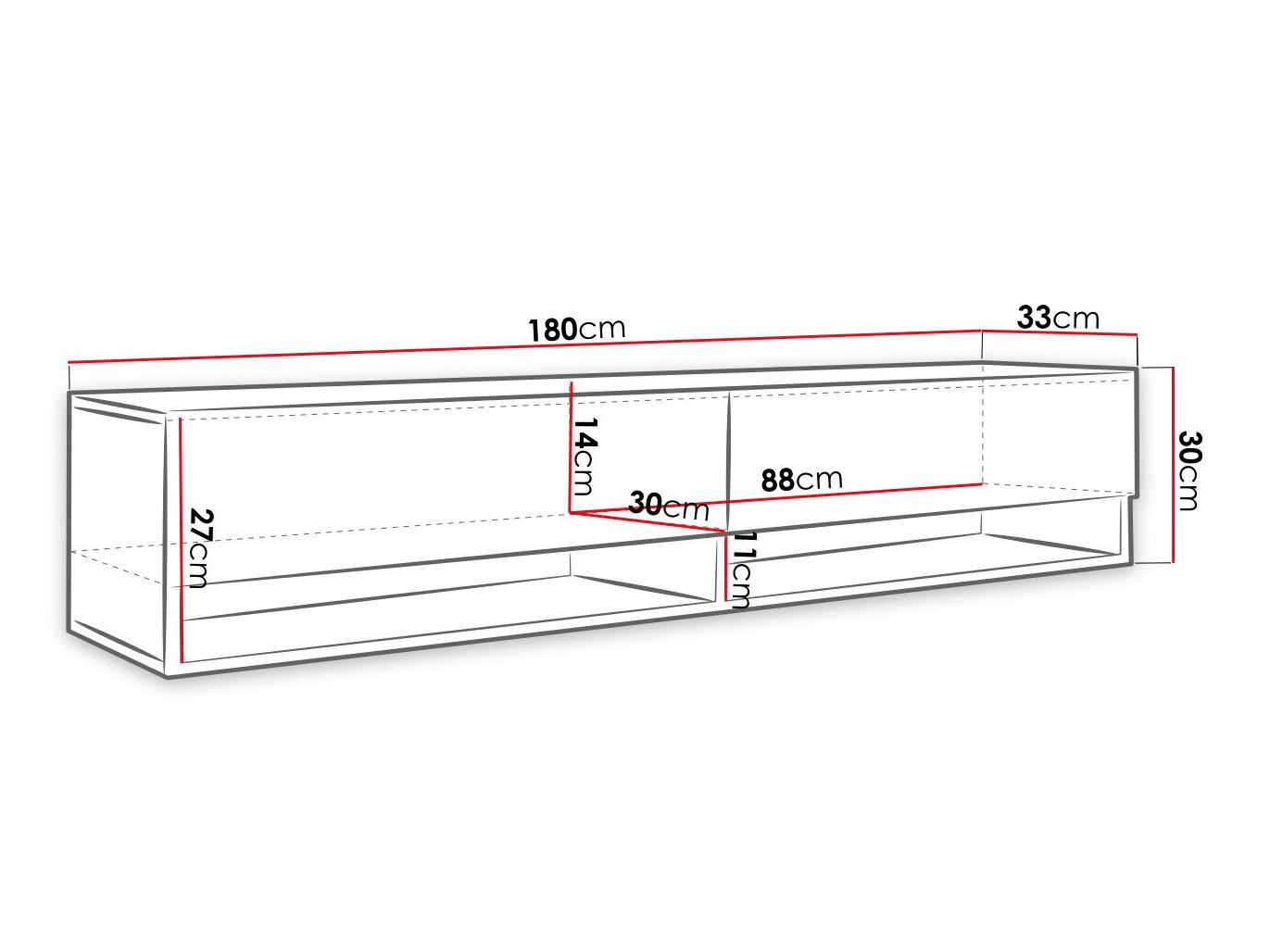 ТВ тумба Sarasota 119 (Графит + Чёрный)