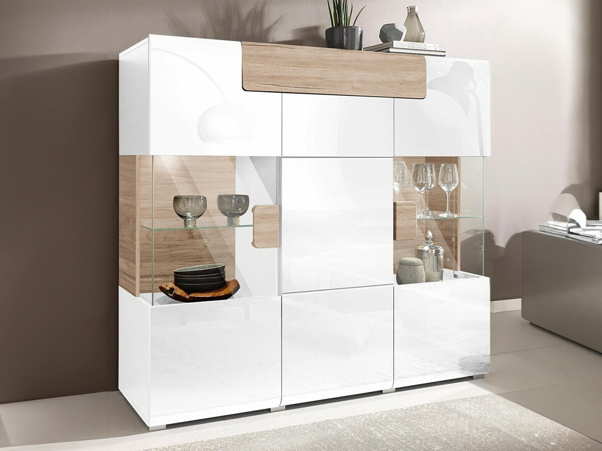 Skapis Torsone 100 (Balts + Glancēts balts + Sanremo ozols)