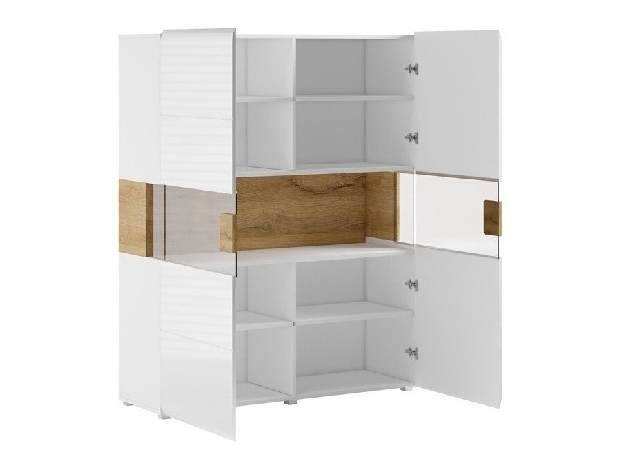 Стеллаж Torsone 107 (Белый + Глянцевый белый + Сан Ремо дуб)