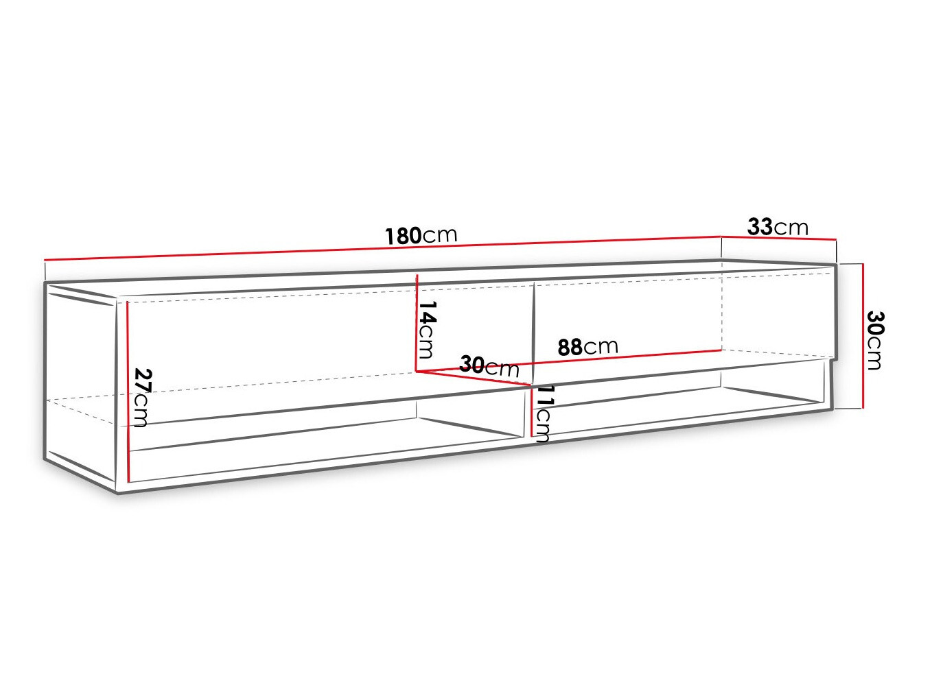 TV galds Sarasota 119 (Melns + Grafīts)