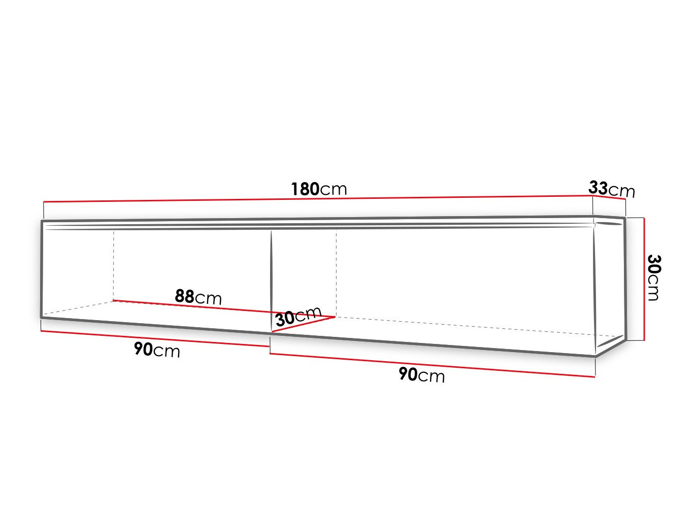 ТВ тумба Sarasota 164 (Графит + Чёрный)