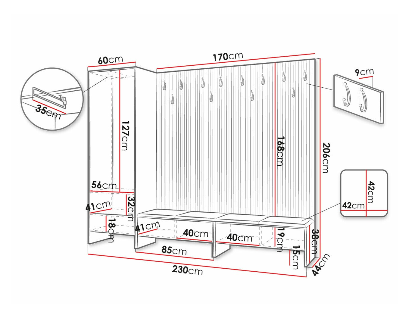 Прихожая Hartford 484 (Artisan дуб + Manila 09)