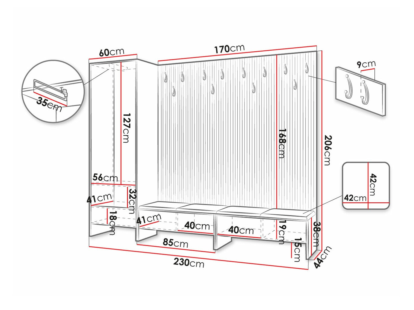 Прихожая Hartford 484 (Artisan дуб + Manila 32)