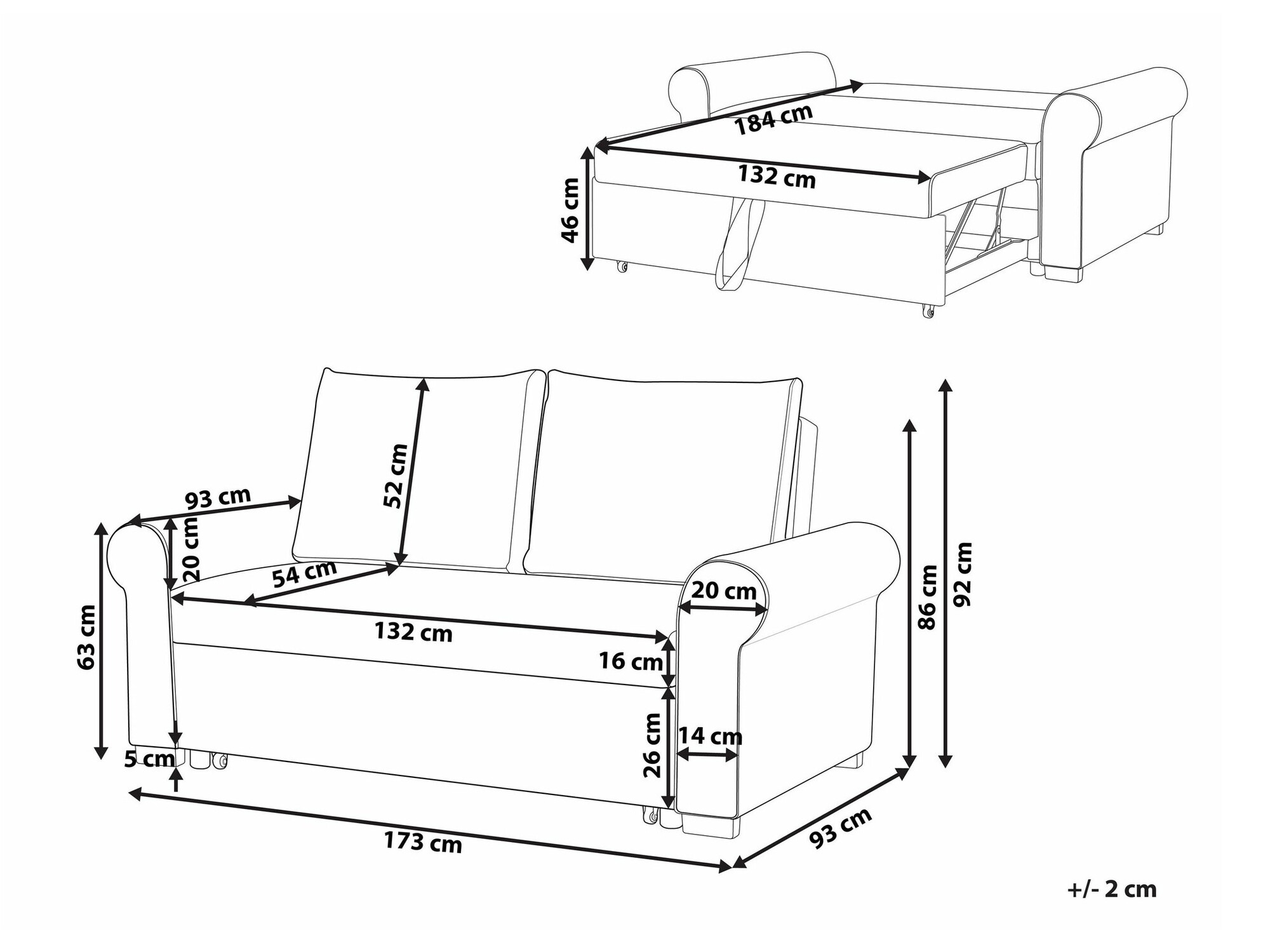 Dīvāns gulta Berwyn 1829 (Balts)