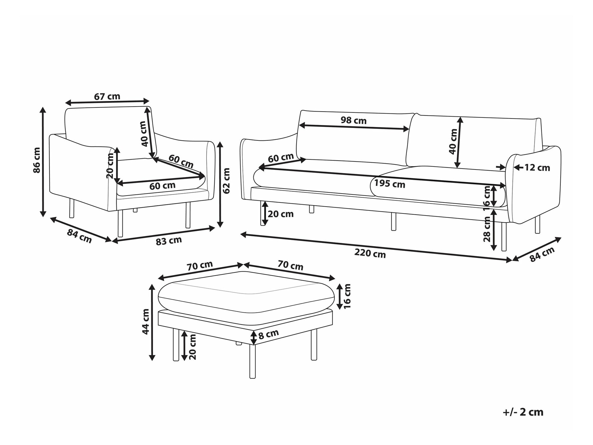 Mīksto mēbeļu komplekts Berwyn 1828 (Gaiši brūns)