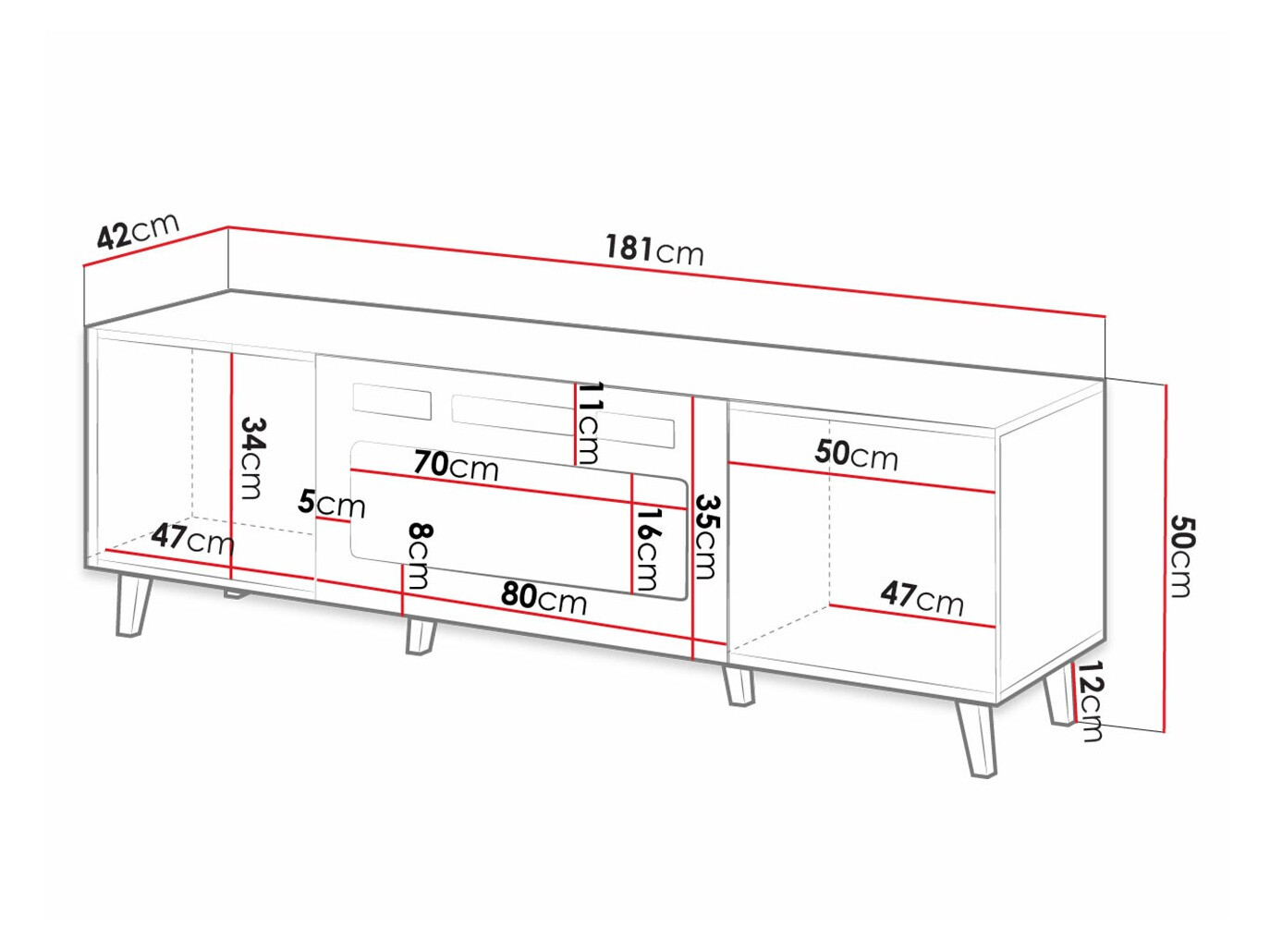 TV galds Levmari 106 (Balts + Melns)