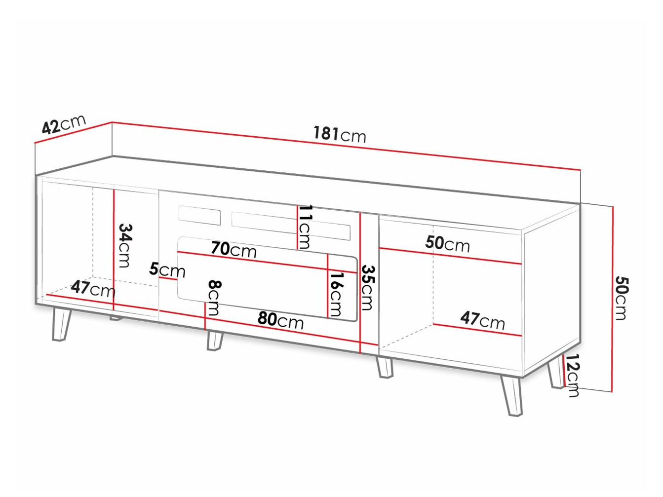 TV galds Levmari 106 (Balts + Melns)