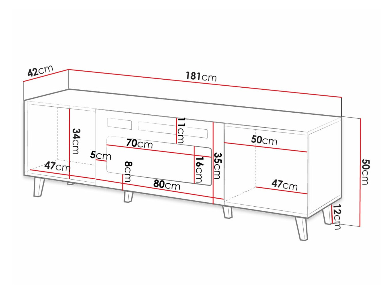 ТВ тумба Levmari 106 (Чёрный + Золотой)