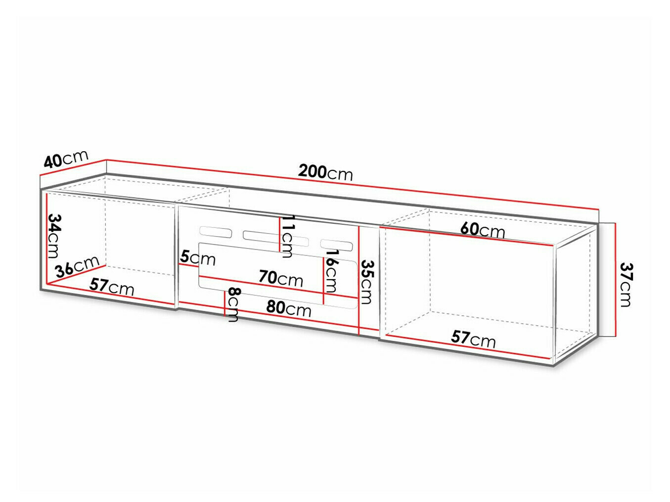 TV galds Charlotte 162 (Balts + Glancēts balts)