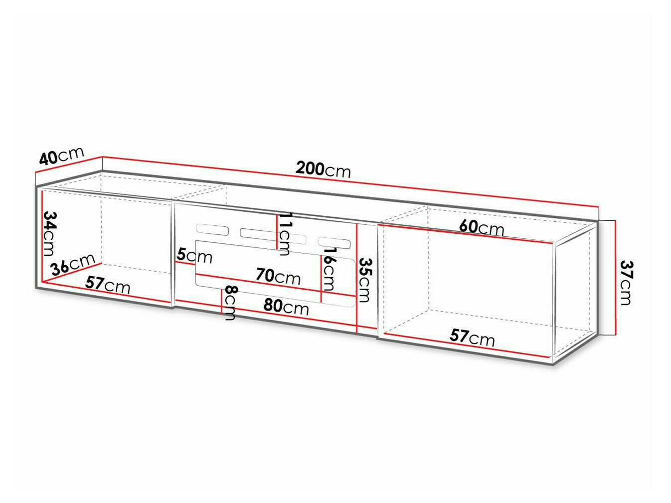 TV galds Imago I (Balts + Glancēts balts)