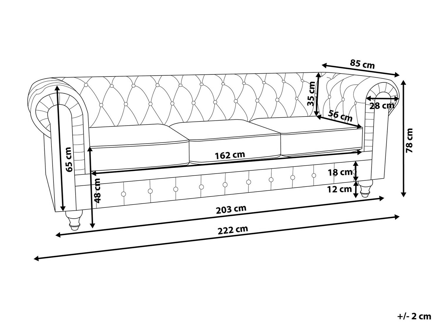 Диван Chesterfield Cirdoro 104 (Чёрный)