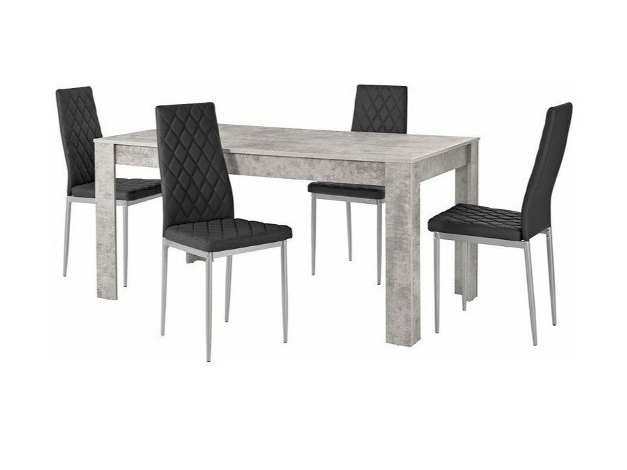 Ēdamistabas komplekts Denton 601 (Melns + Sudraba)