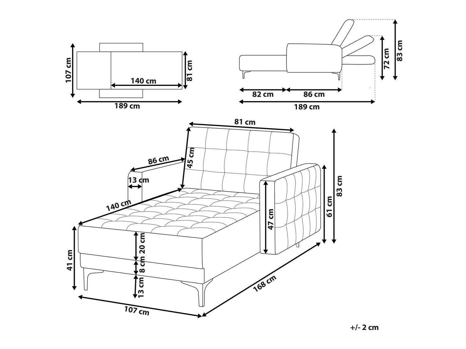 Кушетка Felvena 102 (Графит)