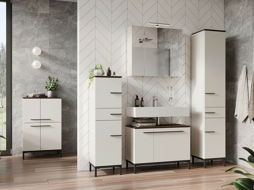 Vannas istabas skapis ar spoguli Temeli 101 (Balts)