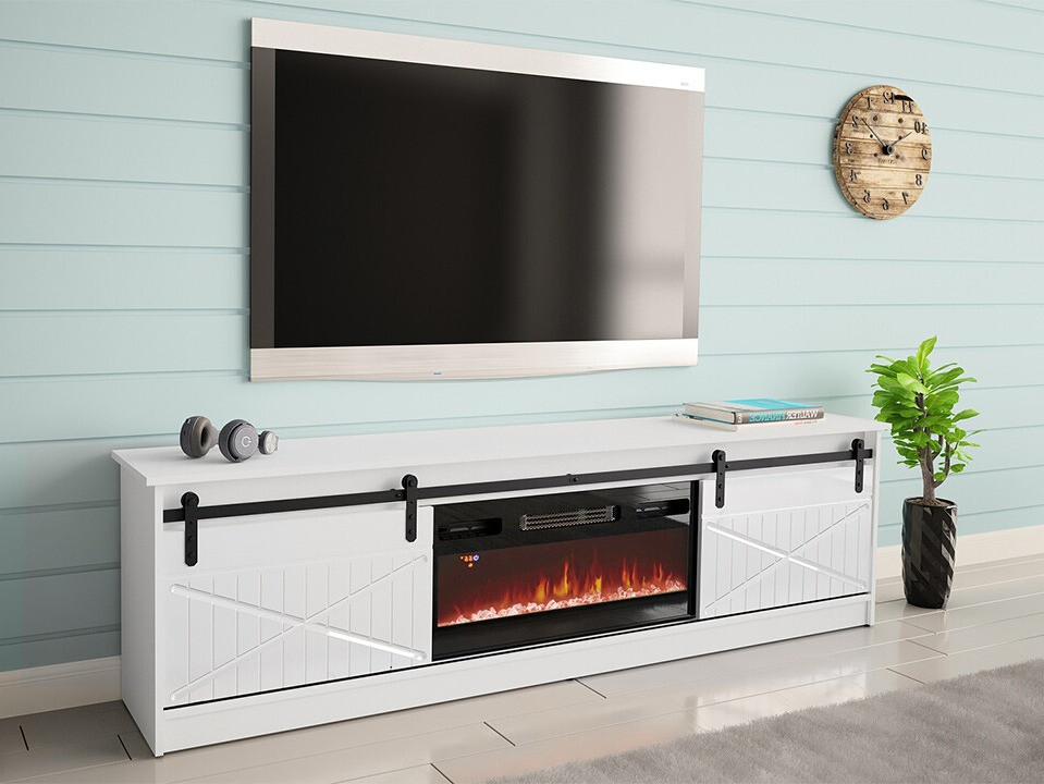 TV galds Charlotte 165 (Balts + Glancēts balts)