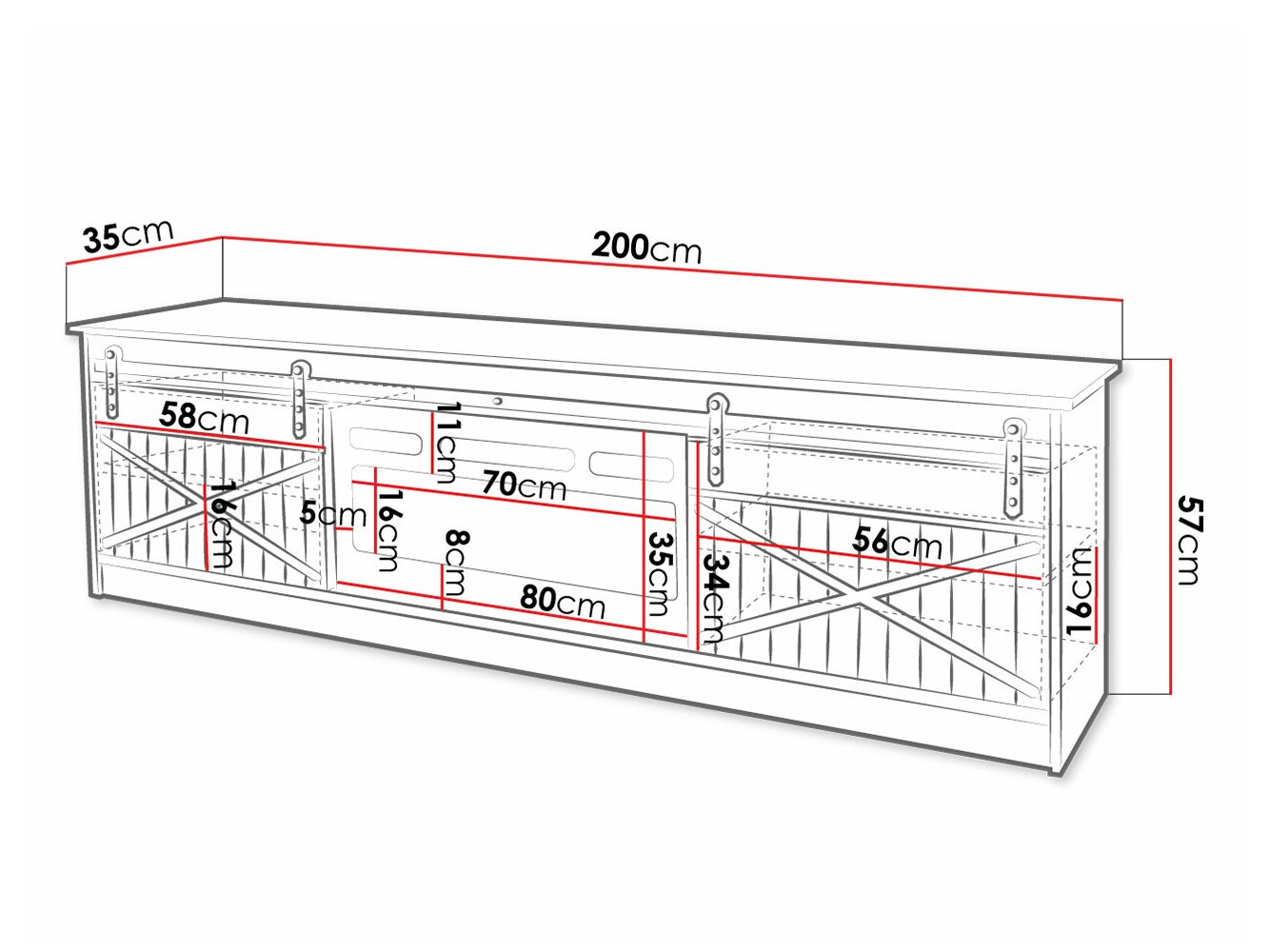 TV galds Charlotte 165 (Balts + Glancēts balts)
