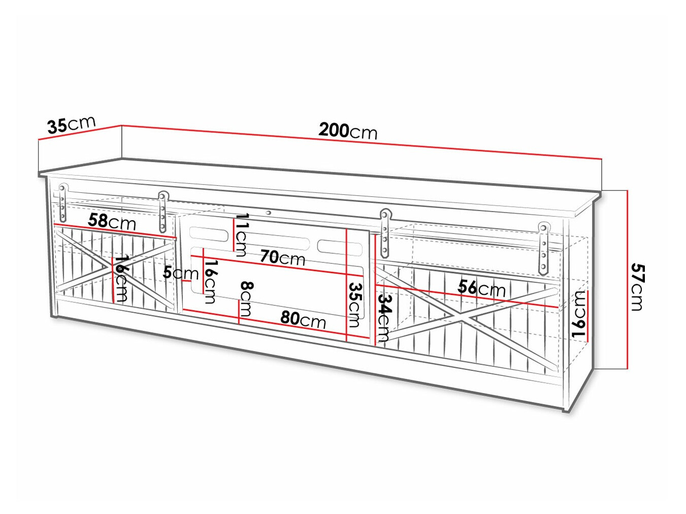 TV galds Charlotte 165 (Melns + Glancēts melns)