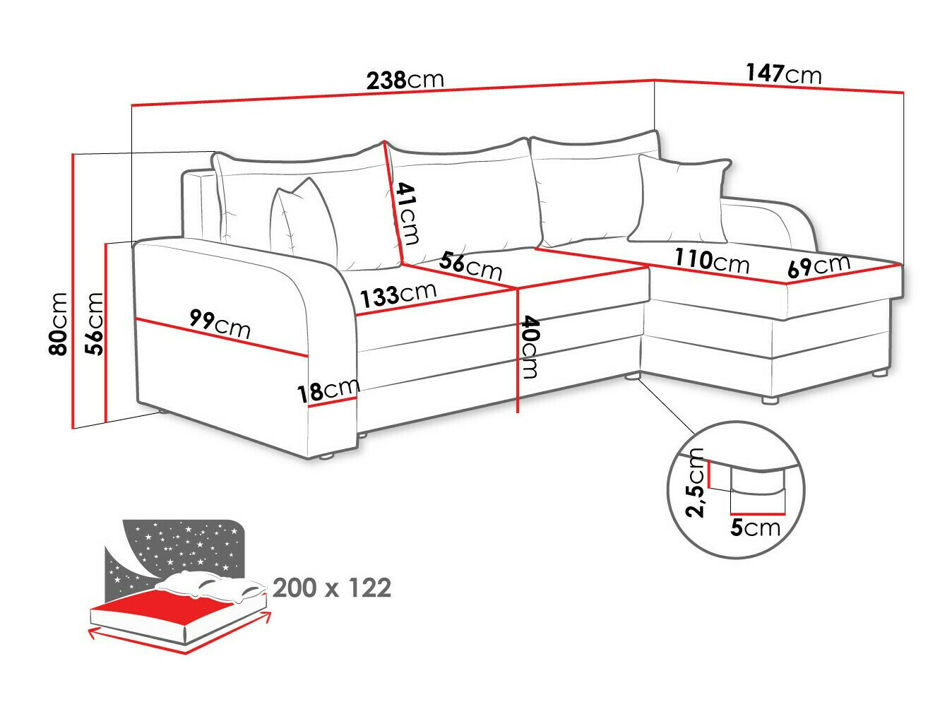 Угловой диван Comfivo 203 (Alova 68 + Alova 07)