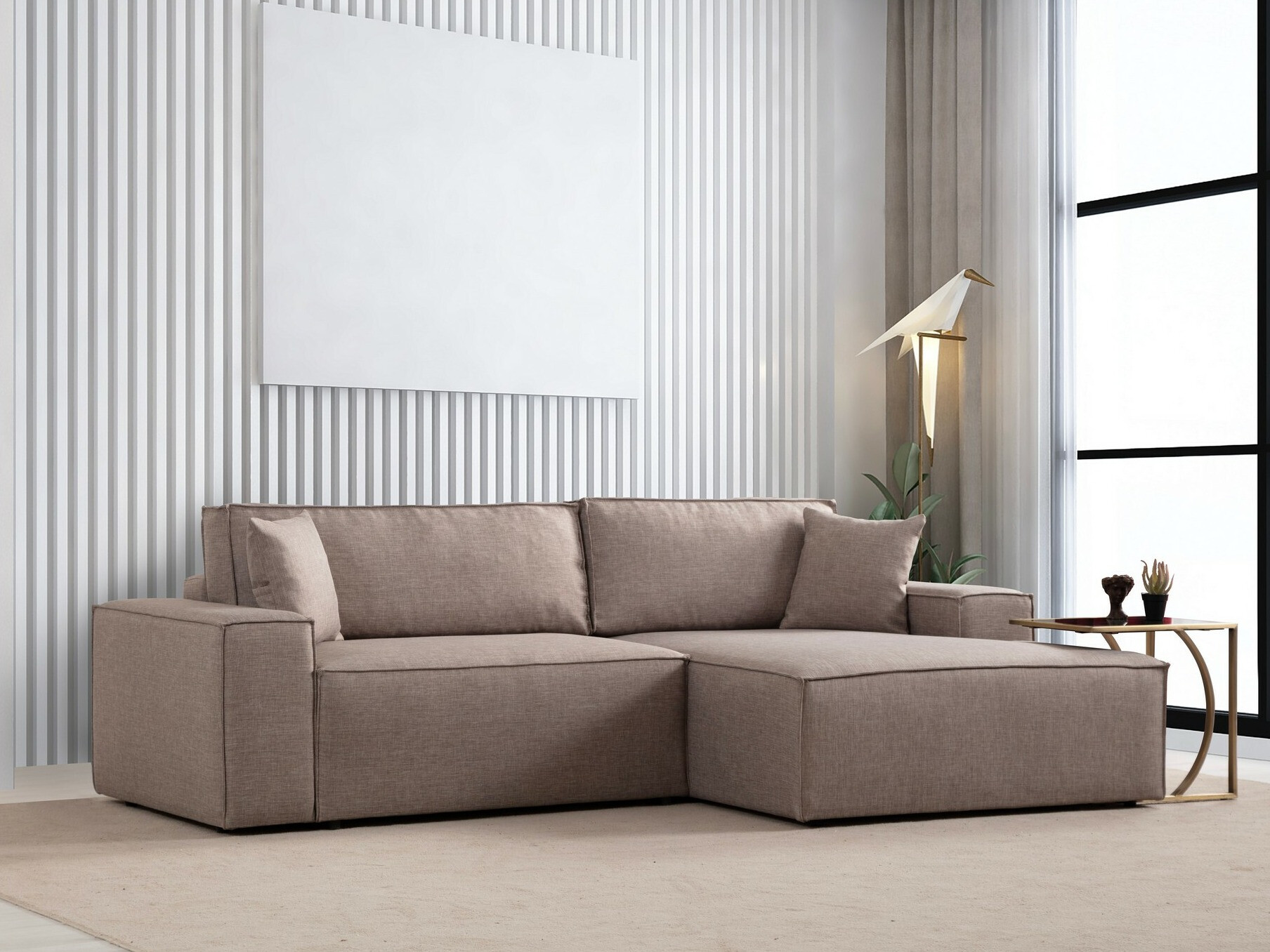 Stūra dīvāns Altadena 580 (Gaiši brūns)