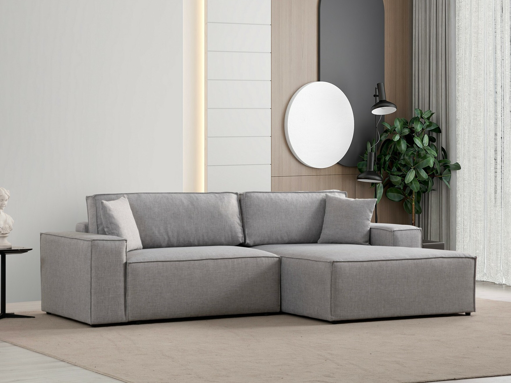 Stūra dīvāns Altadena 580 (Gaiši pelēks)