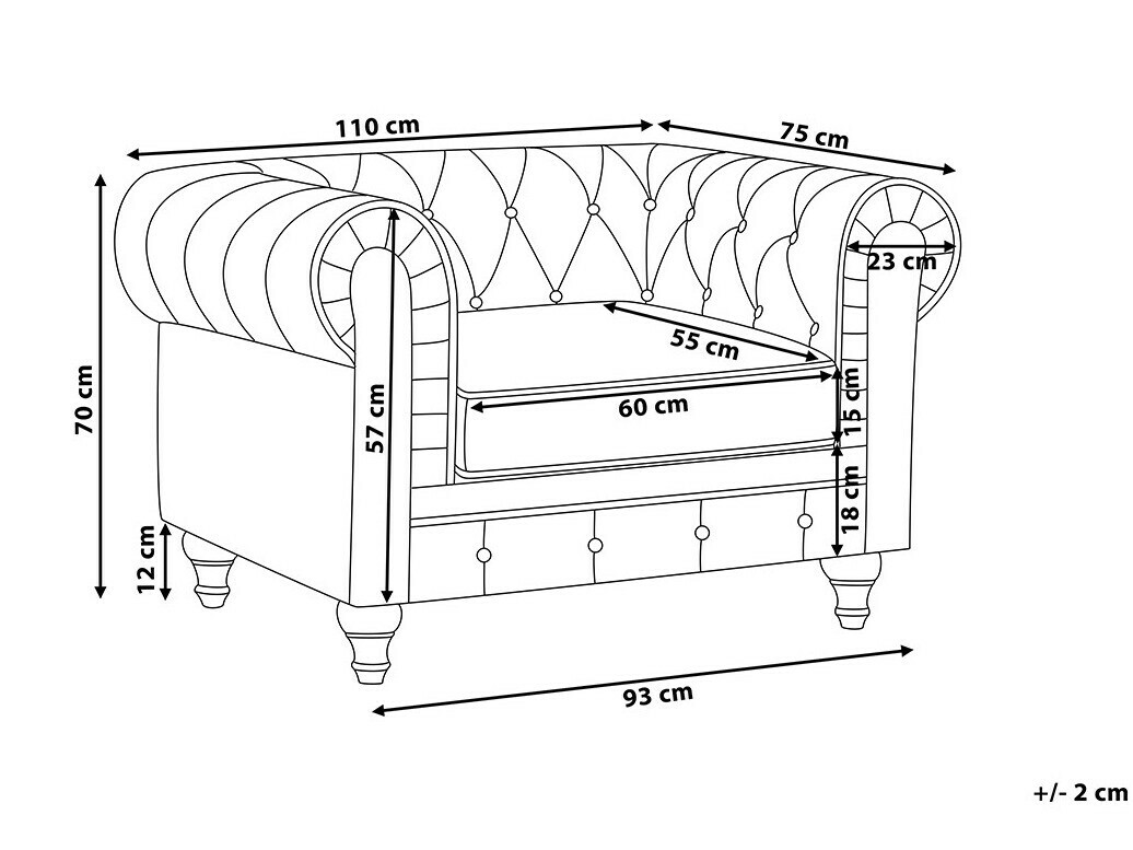 Chesterfield krēsls Cirdoro 102 (Grafīts)