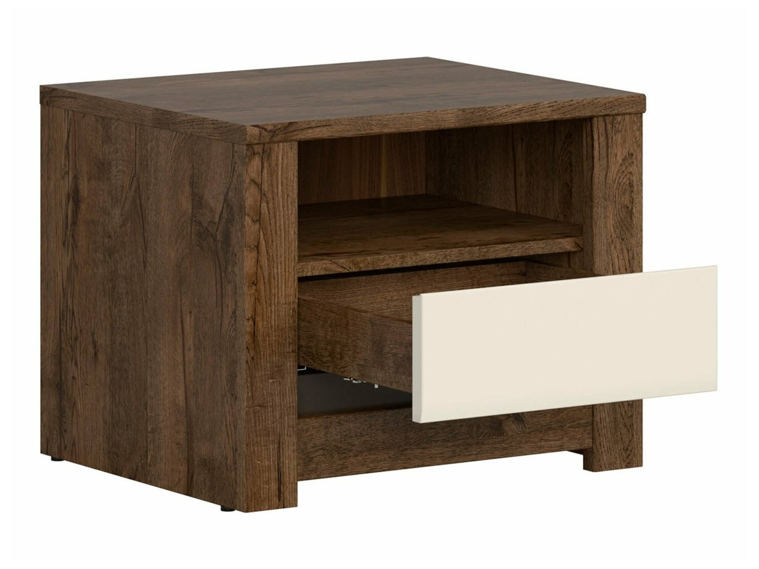 Прикроватная тумбочка Ophevaru 115 (Глянцевый крем + April дуб)