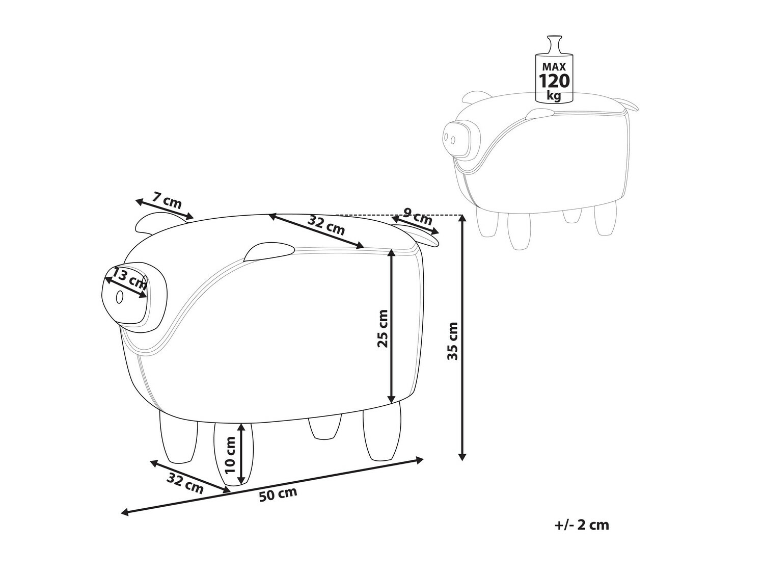 Pufs Berwyn 664 (Tumši rozā)