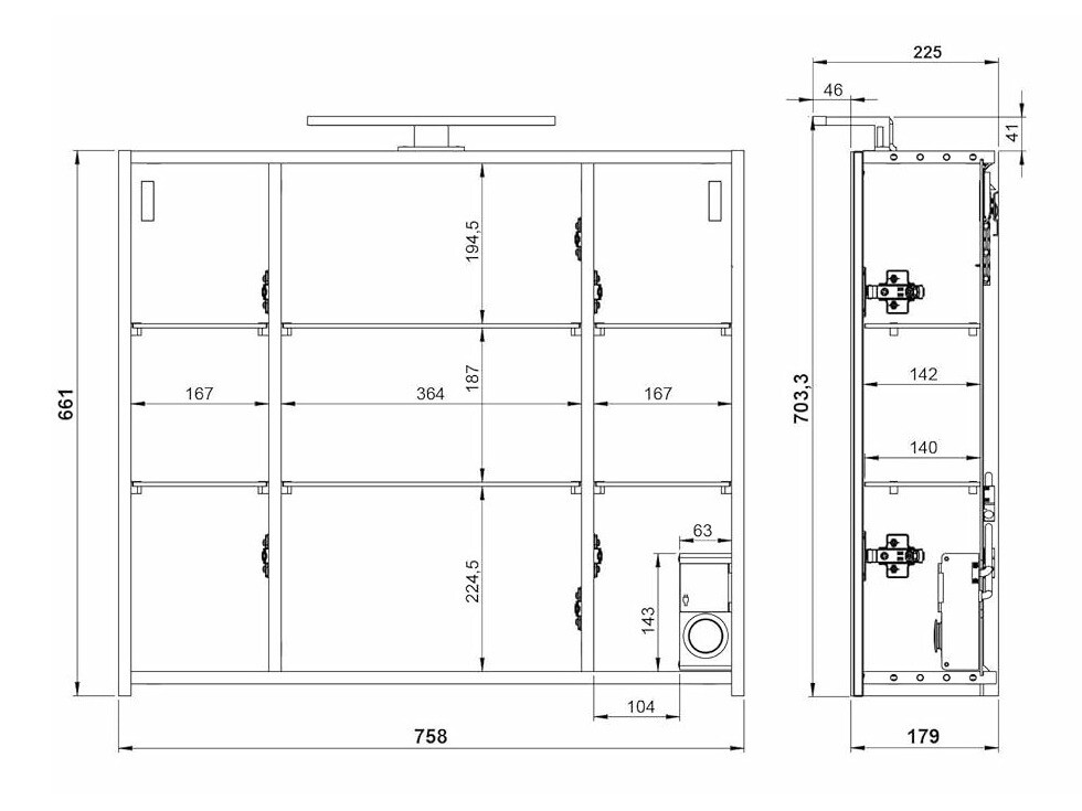 Шкаф для ванной комнаты c зеркалом Temeli 101 (Белый)