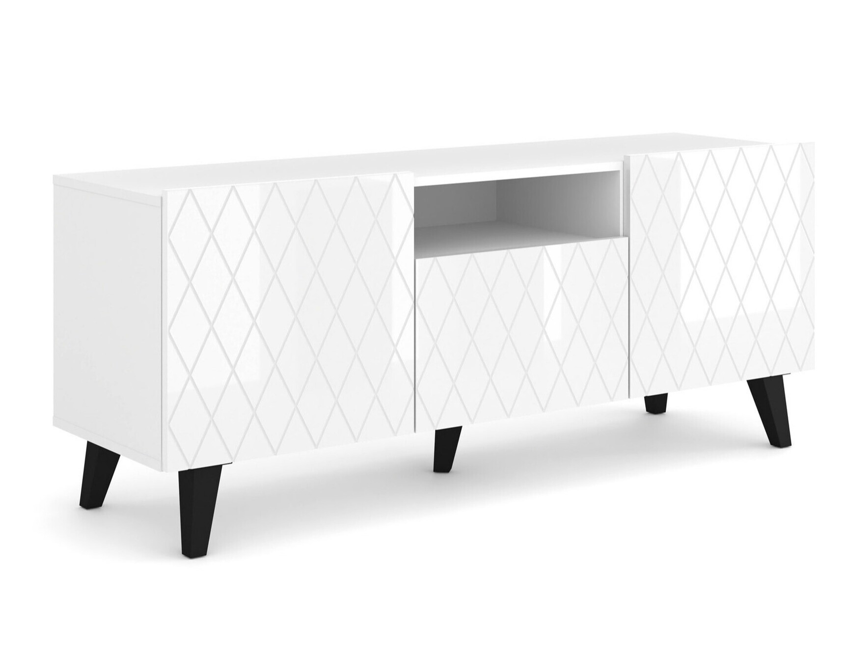 TV galds Melmoro 105 (Glancēts balts + Melns)