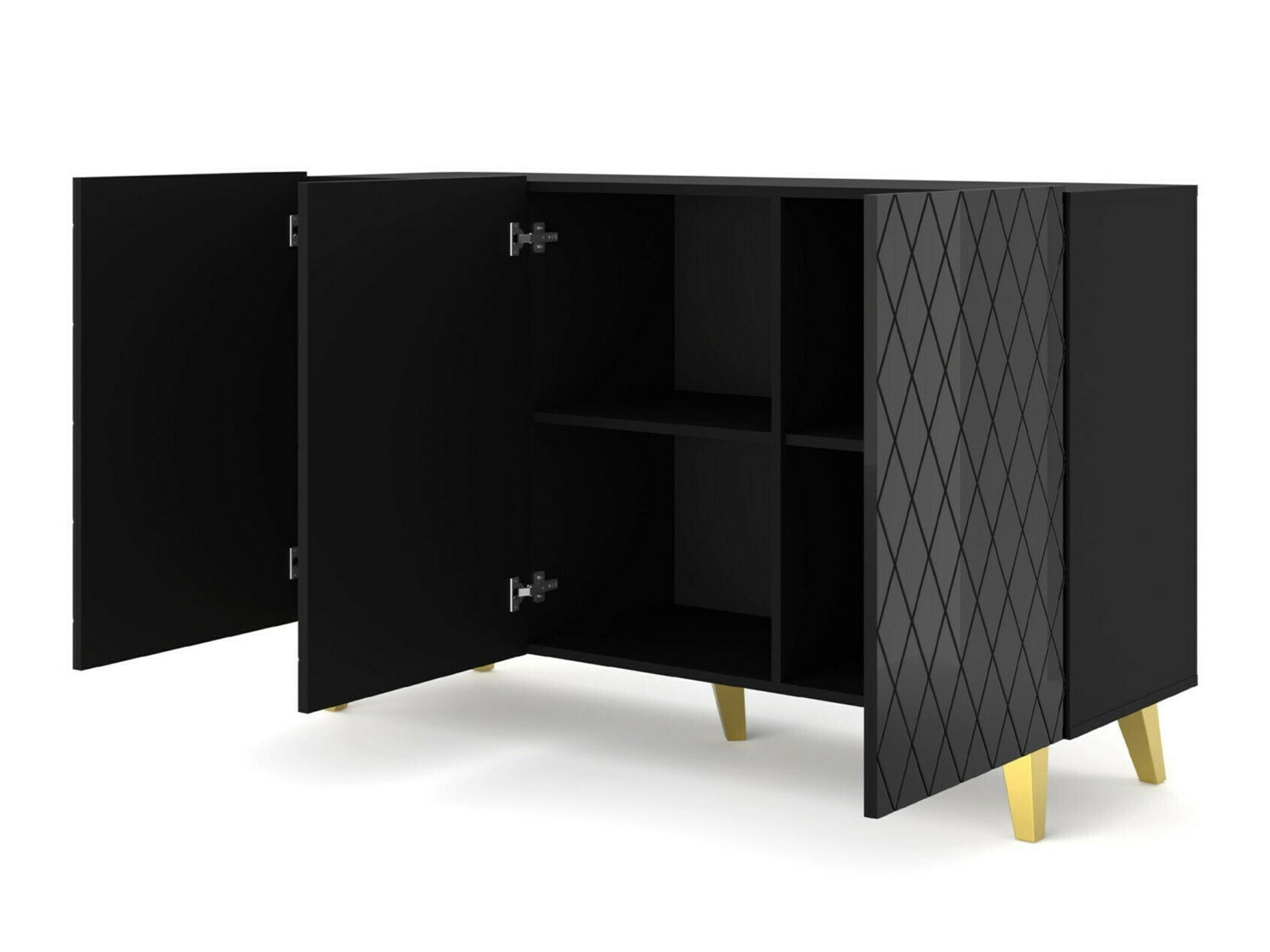 Viesistabas komplekts Melmoro 106 (Glancēts melns + Zelta)