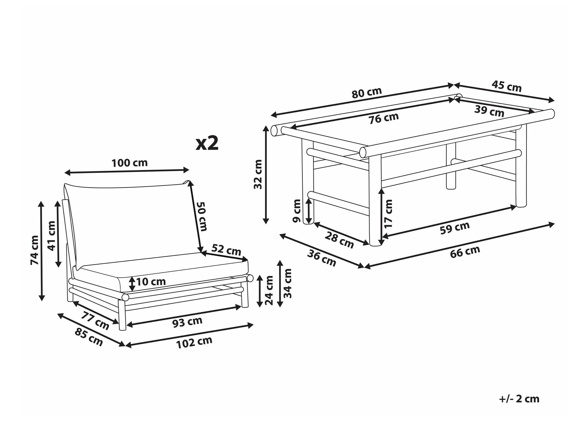Dārza mēbeļu komplekts Berwyn 1835 (Gaišs koks + Taupe)