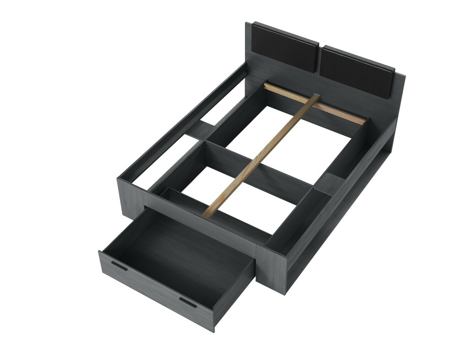 Кровать Levruvu 106 (Серый дуб + Чёрный)