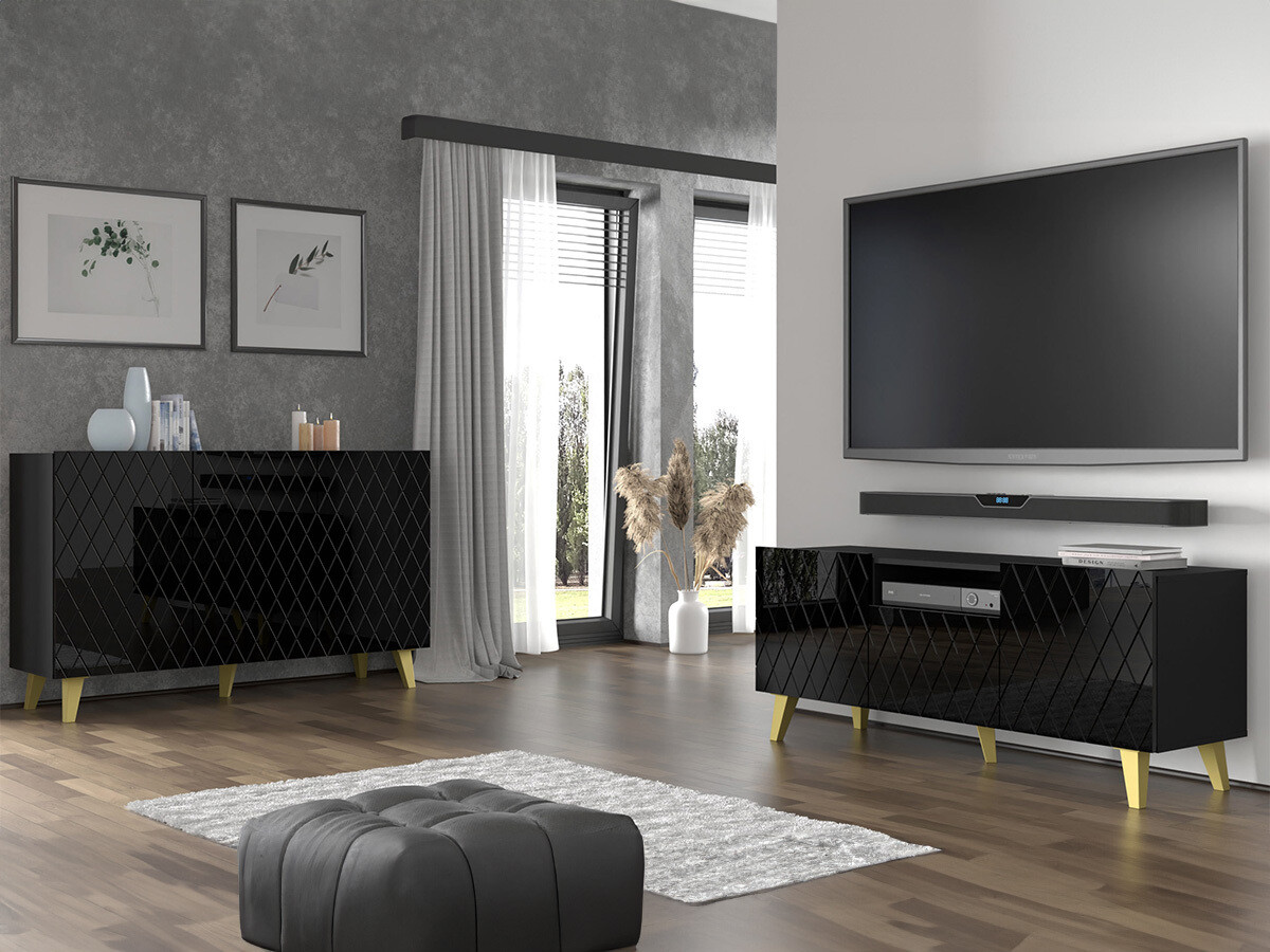 Шкафчик Melmoro 104 (Глянцевый черный + Золотой)