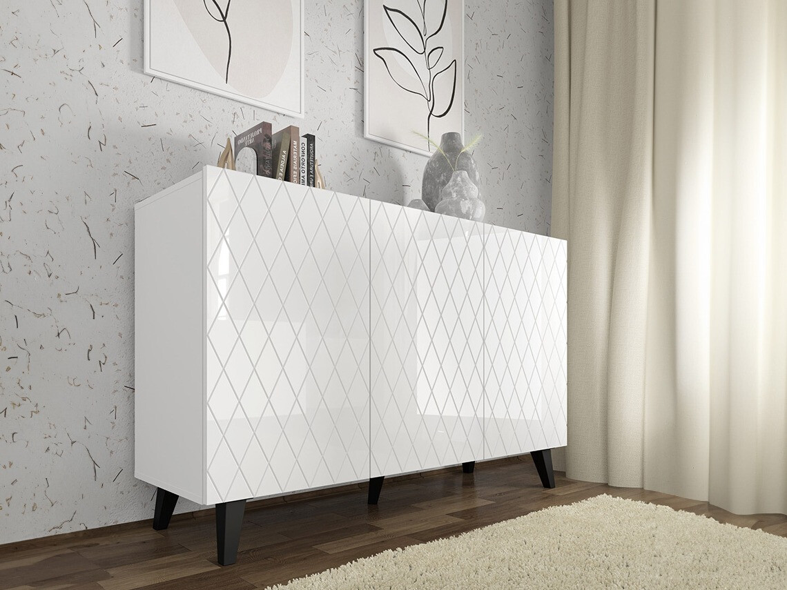 Skapis Melmoro 104 (Glancēts balts + Melns)