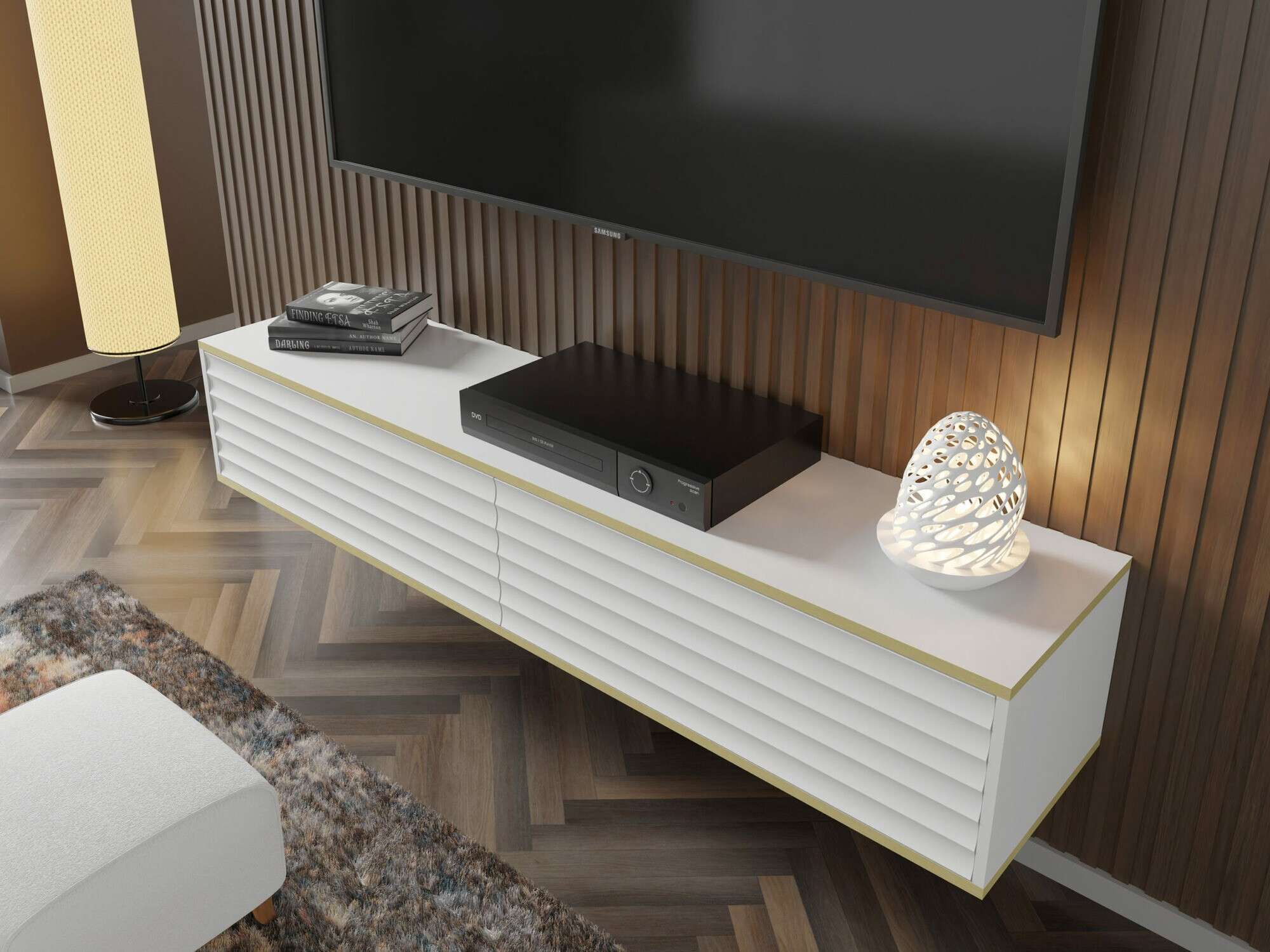 TV galds Buffalo 101 (Balts + Zelta)