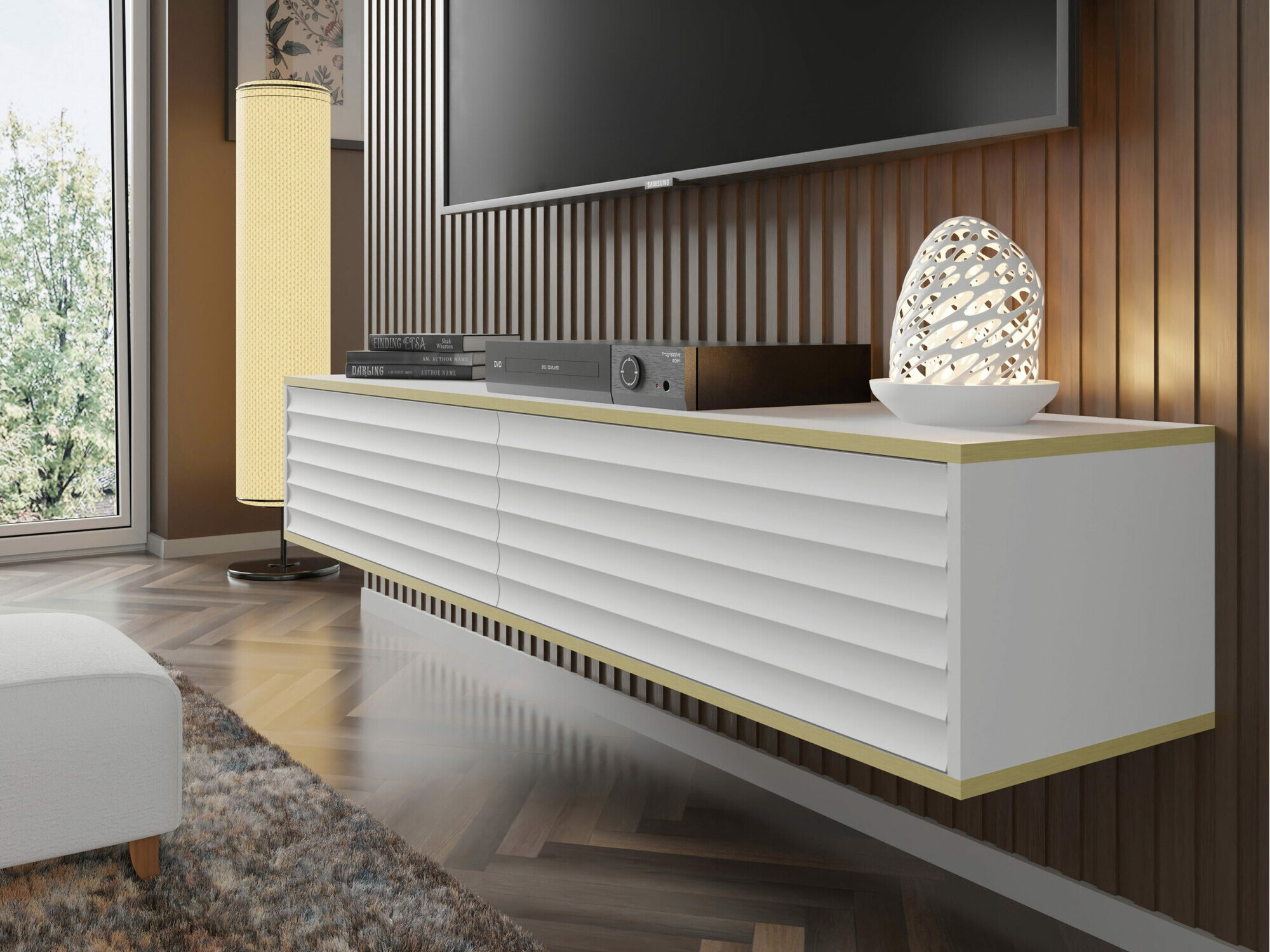 TV galds Buffalo 101 (Balts + Zelta)