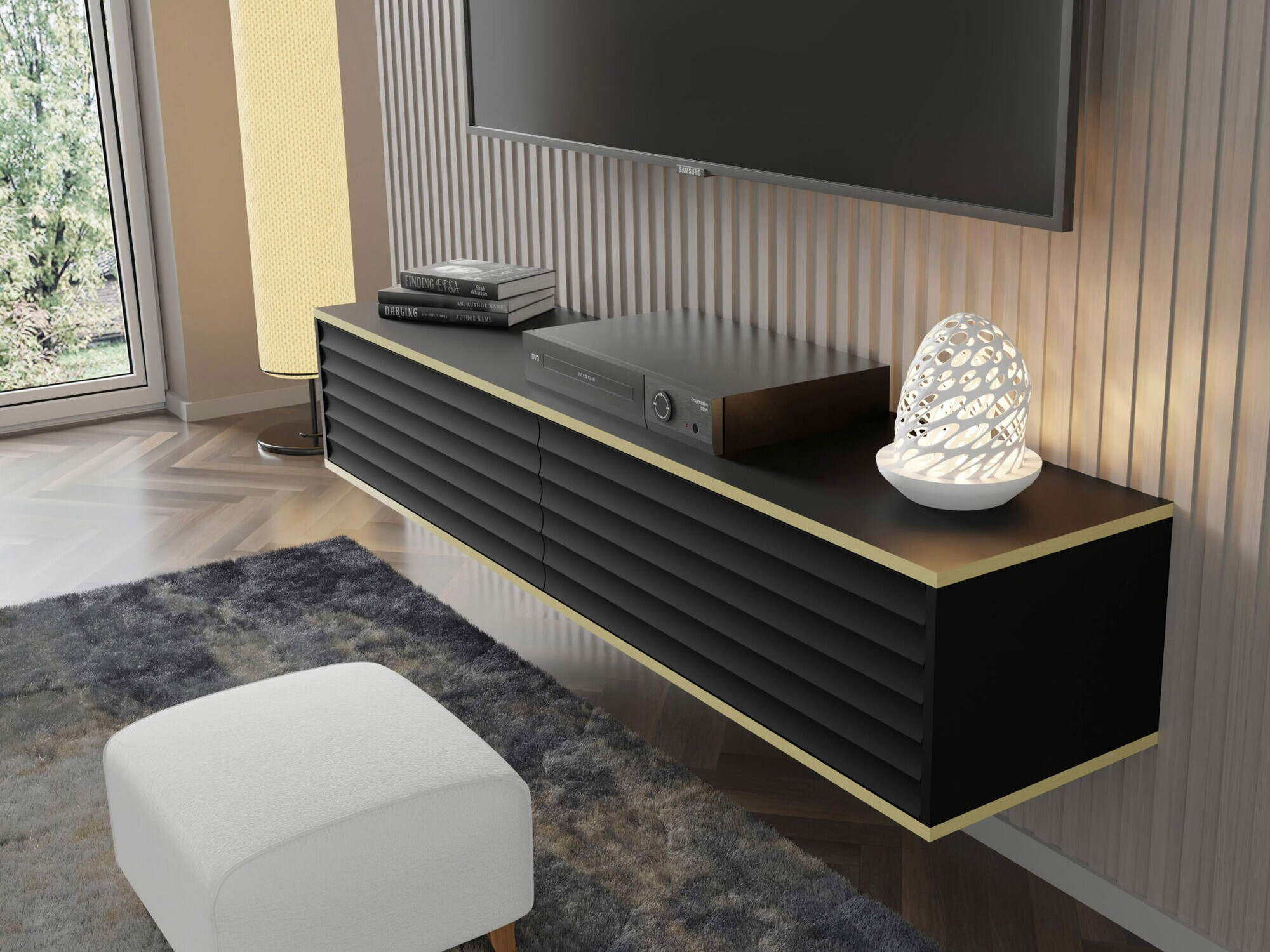 TV galds Buffalo 101 (Melns + Zelta)