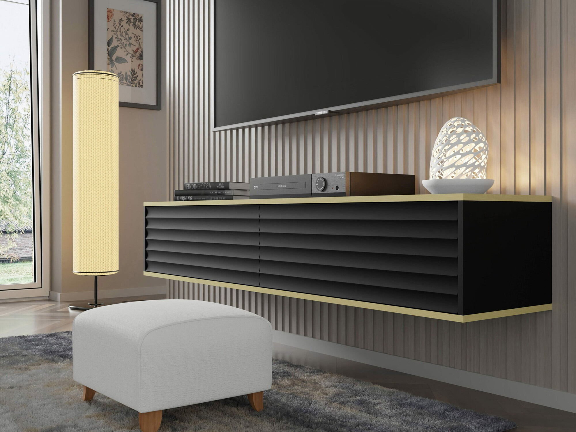 TV galds Buffalo 101 (Melns + Zelta)