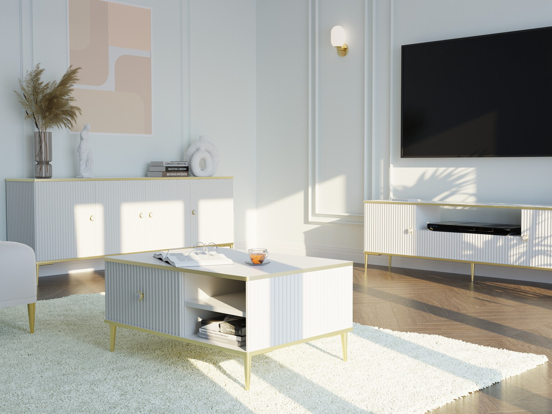 Шкафчик Romciro 101 (Белый + Золотой)