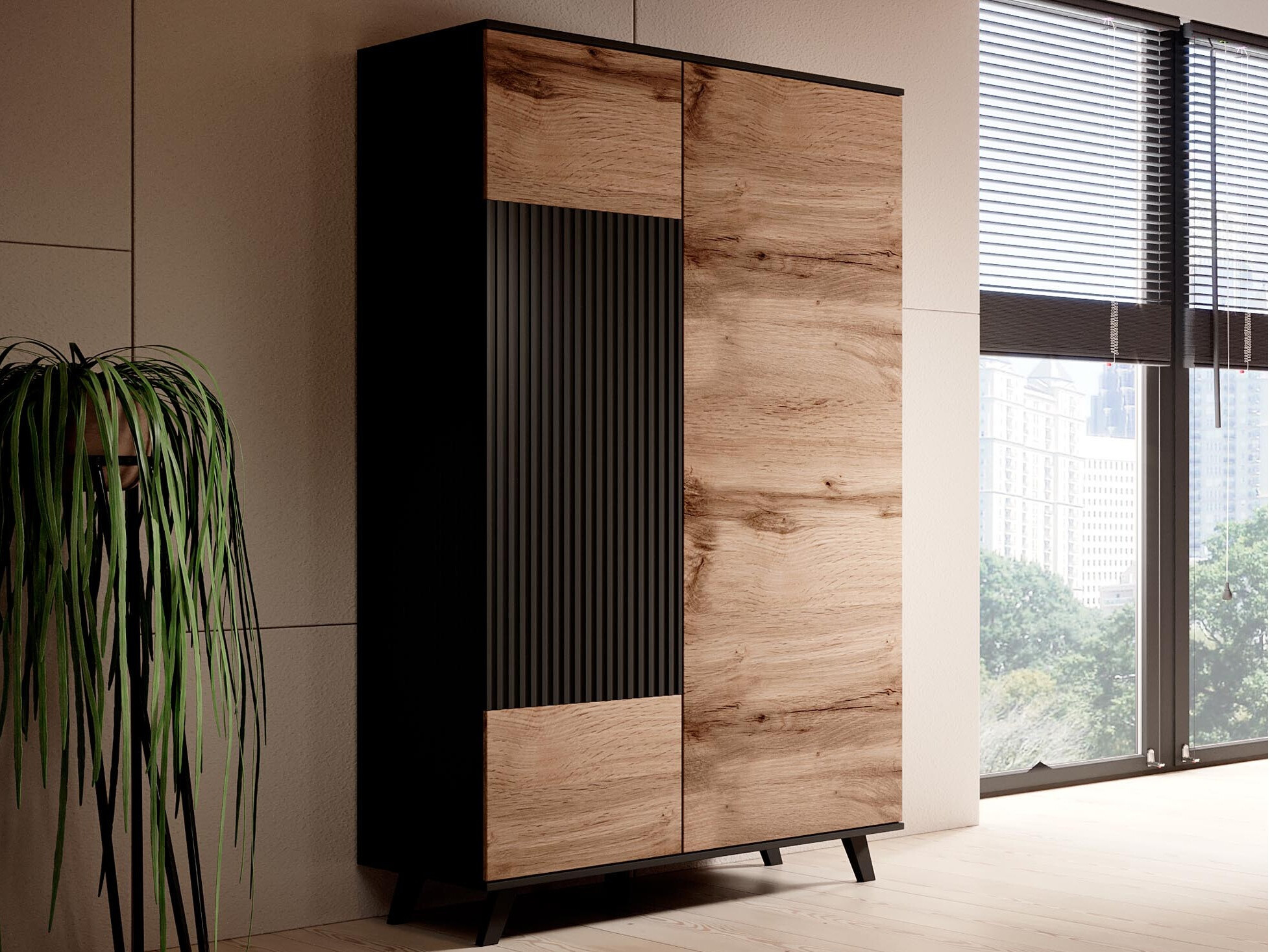 Skapis Luelia 113 (Melns + Votan ozols)