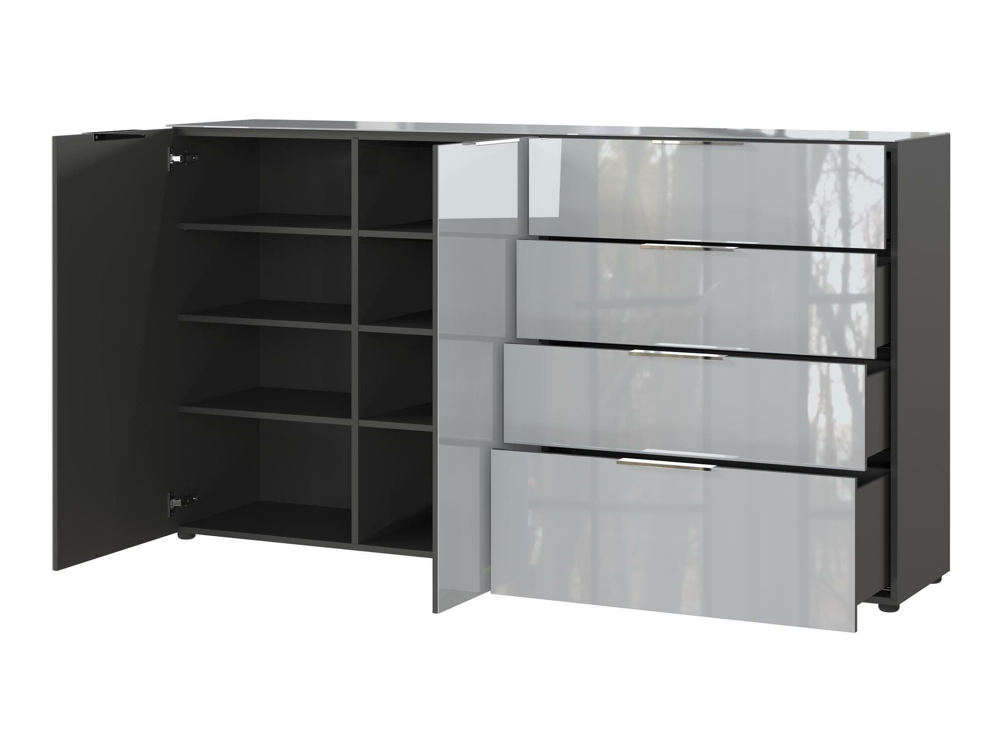 Kомод Sacramento 302 (Графит + Глянцевый серый)