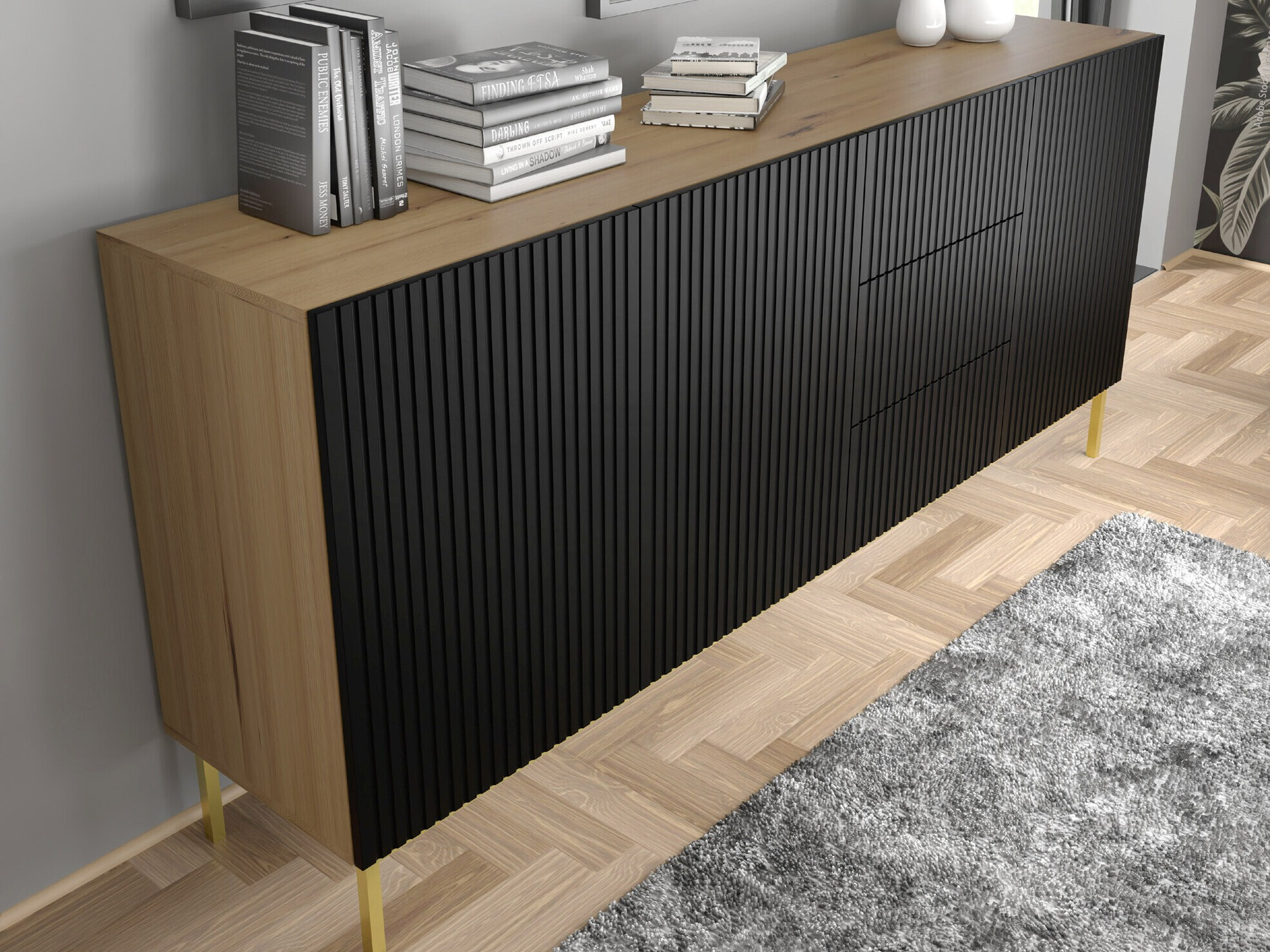 Kомод Mirmaro 101 (Чёрный + Artisan дуб)