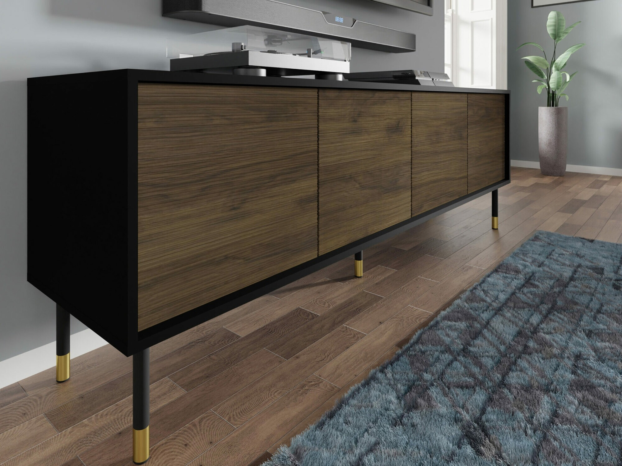 TV galds Romtole 100 (Melns + Tumšs ozols)