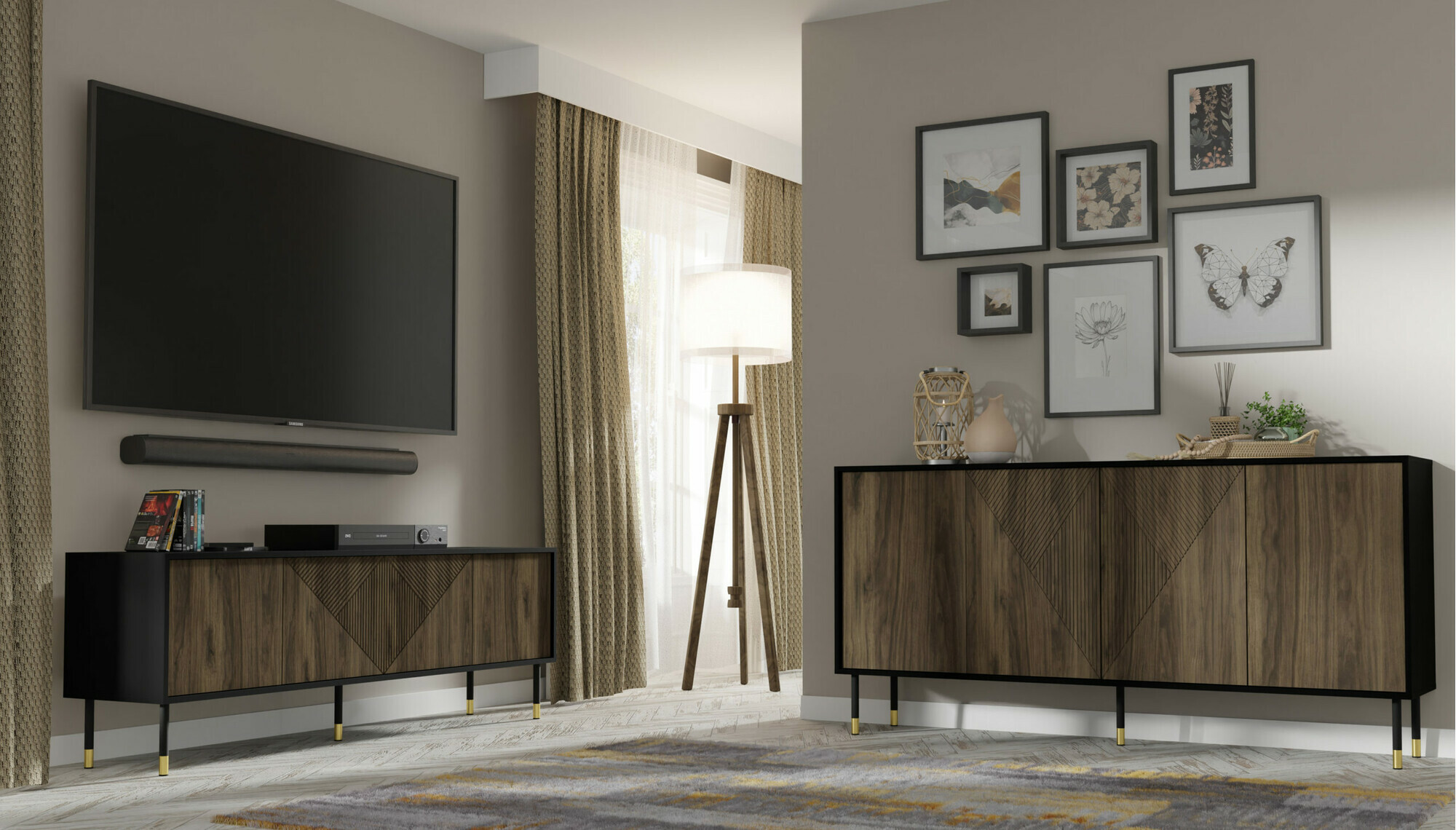 TV galds Teopha 100 (Melns + Riekstkoks)